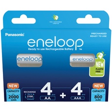 Bild von eneloop (Gen 5) Kombipack 4x Mignon AA NiMH 2000mAh/4x Micro AAA NiMH 800mAh, 8er-Pack (BK-KJMCDE44E)