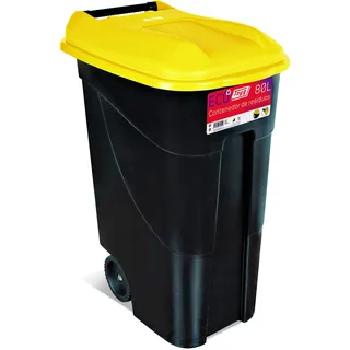 Tayg Gelber Deckel Abfalleimer 80 Liter mit schwarzem Boden (432019)