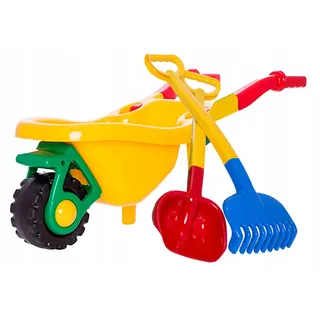Hemar Große Gelbe Sandkasten-Schubkarre Mit Schaufel Und Rechen