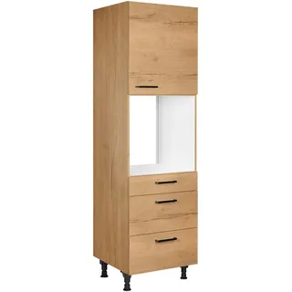 Nobilia Geräteumbauschrank , Eichefarben , Metall , 1 Fächer , 3 Schubladen , nur wie online abgebildet bestellbar , 60x216.6x58 cm , Blauer Engel, Pefc, Goldenes M, Made in Germany, DGM-Klimapakt , Küchen, Küchenmöbel, Küchenschränke, Geräteumbauschränke