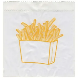 Pommes-Frites Beutel bedruckt, 100x50x110mm, mit Seitenfalten,  300 Stk.
