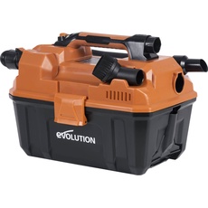 Evolution Power Tools R11VAC-Li Kabelloser Nass- und Trockensauger und Staubabsauger mit leistungsstarkem Motor, Gebläsefunktion – Ladegerät, Düsen, und Filter im Lieferumfang enthalten, Black/Orange