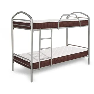 HOGAR24 Hogar 24 Etagenbett aus Metall + 2 viskoelastische Matratzen, Viscobrown, 90 x 190, 90 x 190 cm