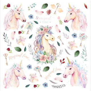 Magisches Einhorn-Aquarell Kinderzimmer Wandstickers, Wandtattoo deko von AG Design 30 x 30 cm | ADKS 3936