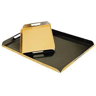 Tabletts Mit Henkeln 28X42 Cm Schwarz/Gold Karton - 25 Un.