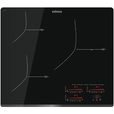 Edesa EIMS-6330 B Induktionskochfeld mit Frontschräge, 3 Kochspots, Bedienfeld Multislider Touch, 9 Stufen + Booster, Timer, maximale Leistung 7,1 W, schwarzes Finish.