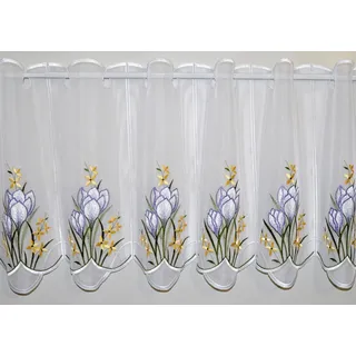 Panneaux STICKEREIEN PLAUEN "Panneau Krokusblüte" Gr. 4, weiß, B:193cm H:40cm, Polyester, Gardinen, Panneaux, Panneau "Krokusblüte"