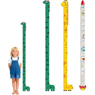 3 Stück 180CM Kinder Körpergröße Höhentabelle,Messlatte Kinder,Messlatte Kinder Kleben Ohne Bohren,Tier Wandabziehbild, Kinderzimmer Deko für Jungen und Mädchen