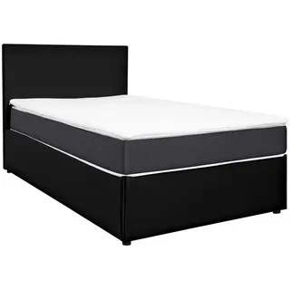 Carryhome Boxbett , Anthrazit, Schwarz , Holz, Holzwerkstoff , H2 , 180x200 cm , gepolstertes Kopfteil, Topper durchgehend , Schlafzimmer, Betten, Boxspringbetten