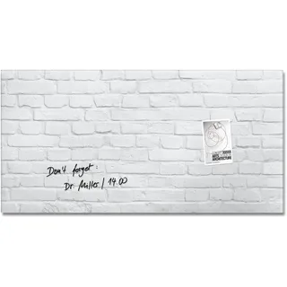SIGEL GL144 Premium Glas-Whiteboard 91x46 cm Klinker weiß hochglänzend, SGS geprüft, einfache Montage, Glas-Magnettafel Artverum