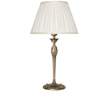 Exklusive Tischleuchte Simona 36cm Messing Bronze Stoff Nachttischlampe Leuchte