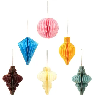Baumschmuck Christbaumschmuck Papier, 6 Stück Papierkugeln Weihnachtsbaum, Papier Waben Deko Weihnachten Ornamente Hängend für Weihnachtsdeko Weihnachtsschmuck