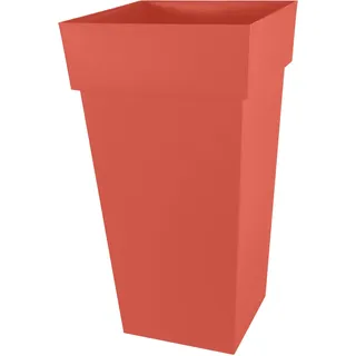 EDA - Blumentopf, quadratisch, hoch, XXL, Toskana, Volumen 98 l, 43,3 x 43,3 x 80 cm, Orange