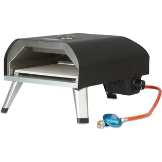 BBQ-Toro Gas Pizzaofen mit Thermometer, mobiler Pizza Ofen, 4 kW, mit Pizzastein - Silber