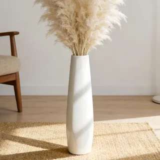 Duoqulou 45cm Weiße Keramik Bodenvase, Große Vase für Blumen, Dekorative Vasen für Wohnzimmer, Büro und Schlafzimmer, Modernes Design, Schlichte Keramikvase