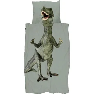 SNURK Bio-Baumwoll-Bettwäsche-Garnitur Dino Jurassic Green Größe 135x200cm+80x80