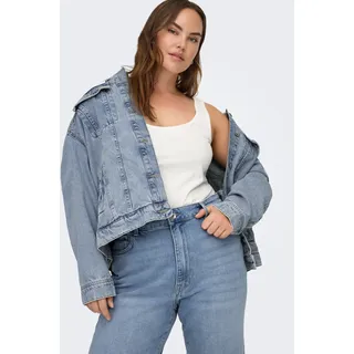 Jeansjacke ONLY CARMAKOMA "CAROCEAN L/S OVERSIZE JKT DNM NOOS", Damen, Gr. 52, blau (light blau denim), Denim/Jeans, Obermaterial: 100% Baumwolle, unifarben, hüftlang, Jacken Jeansjacke