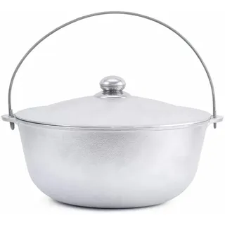 Schwenktopf Kazan 4 L Aluminium mit Bügel und Deckel Campingtopf Gulaschkessel Aluguss Tatarskij Kasan Bräter WOK Asien Topf Schmortopf Kasan Touristischer Aluminiumkessel