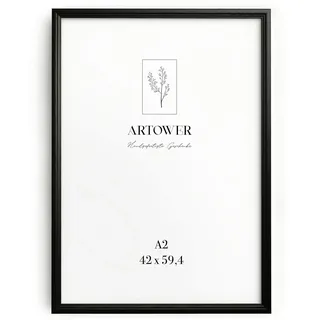 Artower® Bilderrahmen Vintage Schwarz Holz Rahmen für DIN A2 42 x 59,4 cm | Posterrahmen Groß Collage | Picture Frame Vintage Black Wood 42x59 cm | Retro Schmal Bilderrahmen | Schwarz Poster Rahmen