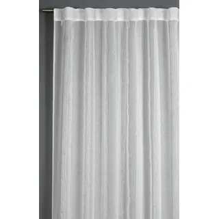 GARDINIA Vorhang mit verdeckten Schlaufen, Lichtdurchlässig, Schlaufenschal, Transparent, Gardine mit Streifenoptik, Weiß, 140 x 245 cm