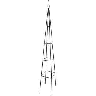 Windhager Obelisk quadratisch 40 x 40 x 250 cm, Rankhilfe aus pulverbeschichtetem Stahl, wetterfest und stabil, für Rosen, Clematis & Kletterpflanzen, grün, 05929