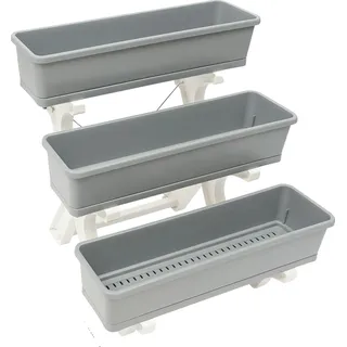 Vertikales Gartenbeet, 3-stufiges Design, freistehender Pflanzer, Hellgrau