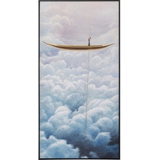 Bild Bild Cloud Boat Blau, Leinwand, Wanddekoration, Massivholz Rahmen, Baumwollleinwand, Canvas, Acrylfarbe, 120x60x3,5cm