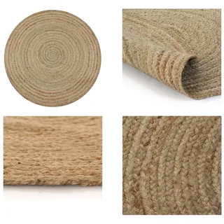 vidaXL Teppich Jute Geflochten 90 cm Rund - Wohnzimmerteppich - Wohnzimmerteppiche - Esszimmerteppich - Esszimmerteppiche - Beige