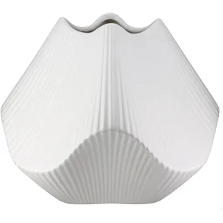 Gilde Vase Lamellen H. 18,5 cm«, weiß - Keramik - Höhe 19cm x Breite 22cm - Dekovase