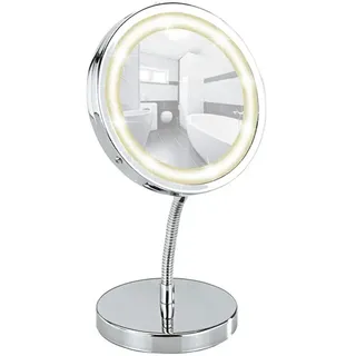 Wenko LED Kosmetik Schmink Spiegel Make UP Stand3fach Vergrößerung BROLO - Silber