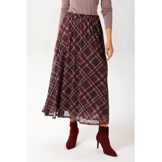 Maxirock ANISTON CASUAL, Damen, Gr. 40, rot (bordeaux, dunkelbordeaux, weinrot, malve, beige), Netz, Obermaterial: 95% Polyester, 5% Elasthan. Futter: 100% Polyester, kariert, figurumspielend knöchelfrei, Röcke Maxirock, im farbharmonischen Karo-Dessin - NEUE KOLLEKTION, Topseller