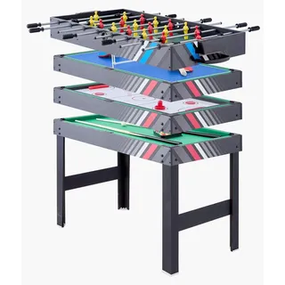 Vevor 4 in 1 Kombi-Spieltisch-Set Airhockey-Tisch (122 cm), Multi-Kombinationstisch mit Airhockey & Pool-Billard & Tischfußball & Pingpong & Pushern & Pucks, Arcade-Tisch für Familienspielzimmer