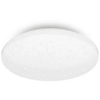 Brilo BRILONER LED Deckenlampe mit Sternendekor, LED Deckenleuchte Bad IP44, gelochtes Dekor, neutralweißes Licht, Ø275 mm, Weiß