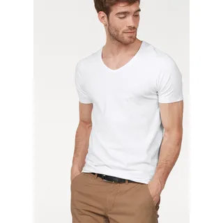 Jack & Jones T-Shirt »SLIM- FIT BASIC TEE V-NECK«, mit V-Ausschnitt, weiß