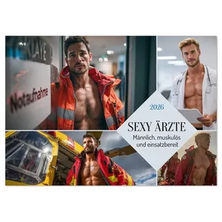 SEXY ÄRZTE - Männlich, muskulös und einsatzbereit (Wandkalender 2026 DIN A4 quer), CALVENDO Monatskalender: Erotischer Männerkalender: Nackt, muskulös ... Sixpack in der Sprechstunde (CALVENDO Erotik)