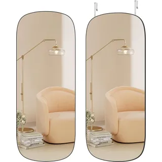 Wandspiegel mit gebogenen Ecken, rahmenlos, schwarz