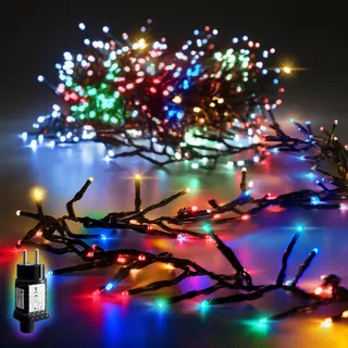 SALCAR 5m 500er LED Cluster Lichterkette Außen, Weihnachtslichterkette mit 8 Modi und Memory, Wasserdicht Christbaumbeleuchtung für Innen Außen Garten Weihnachtsbaum Hochzeit, Bunt