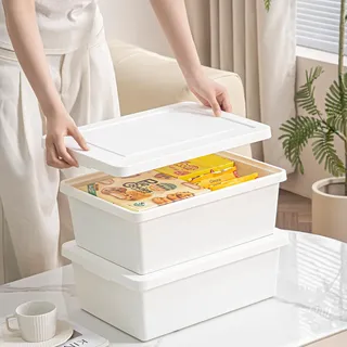 Asndeyu Aufbewahrungsbox mit Deckel​–2er Set, 15L, premium weiß, stapelbar | Wasserdicht​&feuchtigkeitsbeständig, mit Tragegriffen. Ideale Kunststoffbox​ für Garage​ & Haushalt. Platzsparend stapelbar.