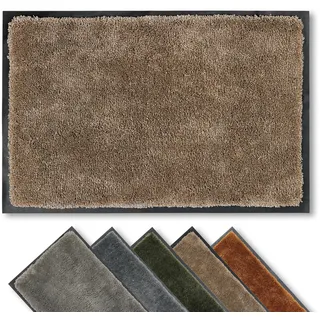 Rutschfeste Schmutzfangmatte innen weich - Beige 80 x 120 cm (Rechteckig) | Pflegeleichte Sauberlaufmatte Eingang Fussmatte rutschfest Läufer Flur waschbar per Hand Türmatte PVC frei Fußmatte indoor