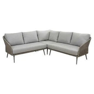 Loungesofa Alezio | Elfenbeinfarbe | Camel Mocca | Aluminium und Rope