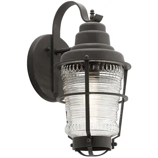 Wandleuchte Außen Vintage IP44 45,7 cm Aluminium Riffelglas E27