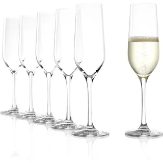Stölzle Lausitz Classic Sektgläser Champagnergläser 190 ml, 6er-Set | Sektgläser und Champagnergläser für Sekt, Prosecco und Schaumwein, aus Kristallglas, stoßfest & spülmaschinengeeignet