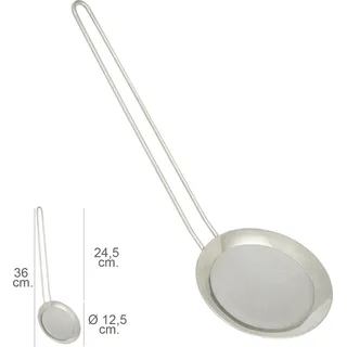 Schaumlöffel Edelstahlgewebe Ø 12,5 cm. Mit Handgriff 24,5 cm.