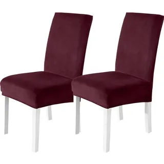 Stuhlhussen Samt 2er Set Bordeaux Stretch Waschbar für Hochlehner & Schwingstuhl