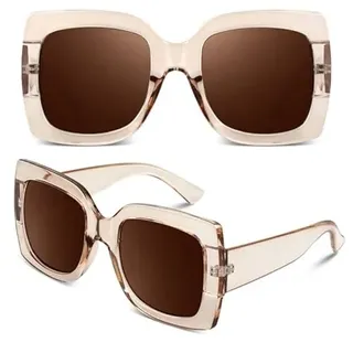 GQUEEN Übergroße Sonnenbrille Damen Retro Vintage Quadratische UV400