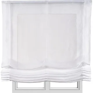 Estores Basic - Pachetto Faltrollo ohne Stäbe, Paketrollo transparent weiß, 90 x 175 cm