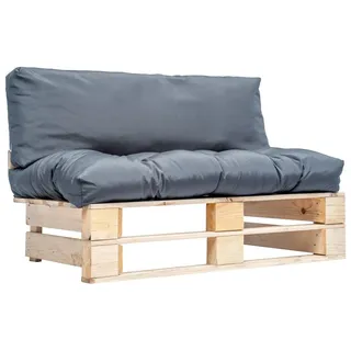 vidaXL Outdoor-Sofa Paletten mit Kissen grau