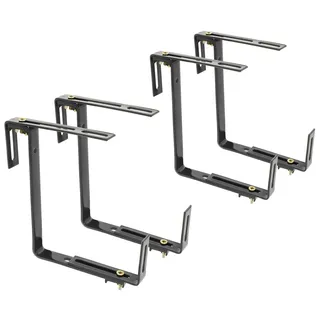 com-four® 4x Blumenkastenhalter für Balkon-Brüstungen und Geländer - flexible Befestigung aus Metall für Pflanzkästen - 2-fach verstellbar - ohne Bohren (04 Stück - anthrazit)