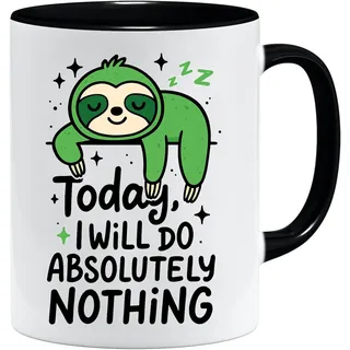Jungle Mug Lustige Tasse mit Aufschrift Today I Will Do Absolutely Nothing Faultier, Geschenk für Damen oder Herren, für Kollegen, Abschiedsgeschenk, Dankeschön-Geschenk für Freundin