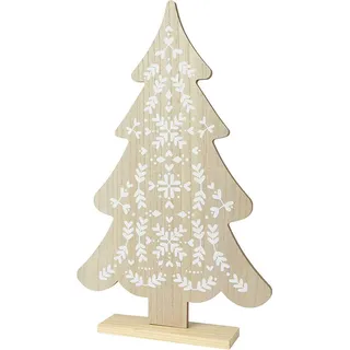 Kleiner Holz-Weihnachtsbaum mit weißen Details, 30x6x48cm. Basics - Weiß